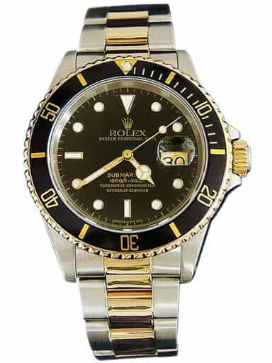 Mens Rolex Two-Tone 18K/SS Submariner Black  16613 (SKU N311752BCMT)