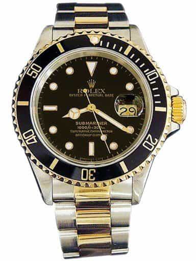 Mens Rolex Two-Tone 18K/SS Submariner Black  16613 (SKU X522317BCMT)