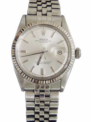 Mens Rolex Stainless Steel Datejust Watch Ref. 1601 with Silver Dial (SKU DJ81111BCMT)