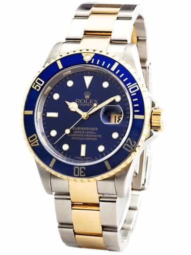Mens Rolex Two-Tone 18K/SS Submariner Blue  16613T (SKU 16613TBLNHMT)