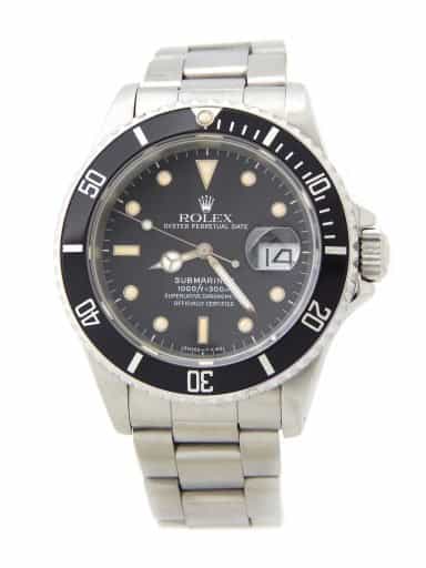 Mens Rolex Black Stainless Steel Submariner Watch 16610 Nice Patina (SKU L232407AMT)