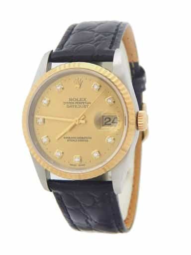 Mens Rolex Two-Tone Datejust Factory Diamond 16233 (SKU W878013AMT)