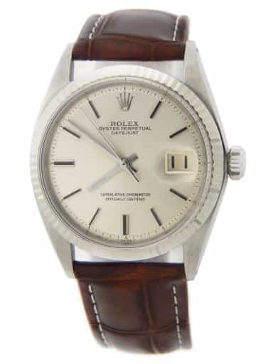 Mens Rolex Stainless Steel Datejust Watch with Silver Dial 1601 (SKU 1085536AMT)