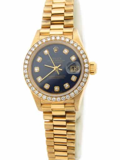 Ladies Rolex 18K Yellow Gold Datejust President Diamond Watch 69178 (SKU 9621456BLDDAMT)