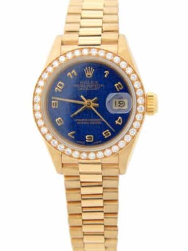 Ladies Rolex 18K Yellow Gold Datejust President Watch 69178 with Factory Diamond Bezel (SKU 9680700AMT)