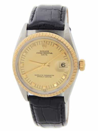 Mens Rolex Two-Tone Date Watch Champagne Dial 1505 (SKU 2247002AMT)