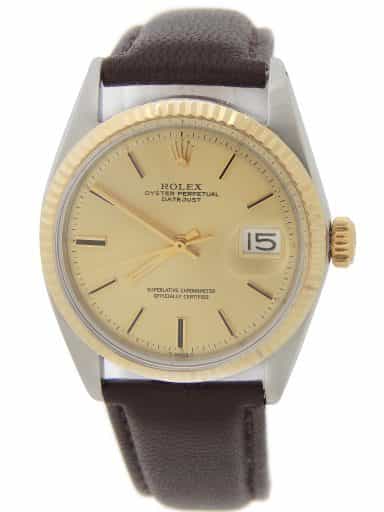 Mens Rolex Two-Tone Datejust 1601 Watch with Gold Champagne Dial (SKU 910077BAMT)