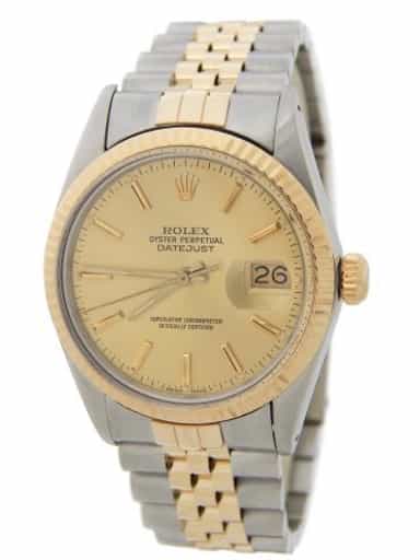 Mens Rolex Two-Tone Datejust Watch Champagne Dial 16013 (SKU 9124243AMT)