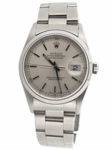 Mens Rolex Stainless Steel Datejust Silver Dial and Oyster Band 16200 (SKU 16200AMT)
