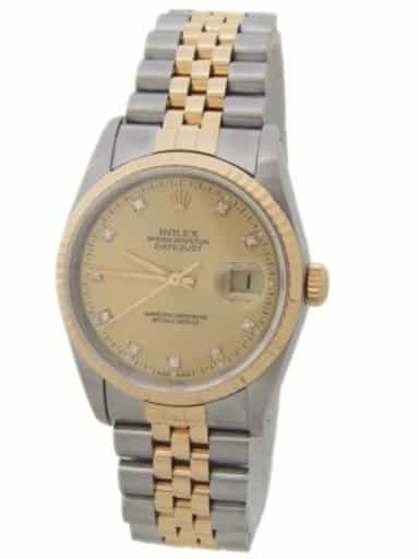 Mens Rolex Two-Tone Datejust Factory Gold Diamond Dial 16233 (SKU E664808AMT)