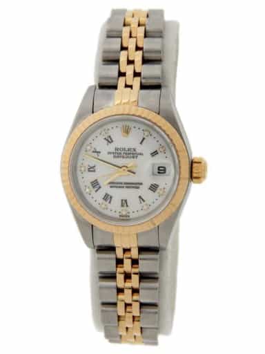Ladies Rolex Two-Tone 18K/SS Datejust White Diamond Roman 69173 (SKU 69173DJAMT)