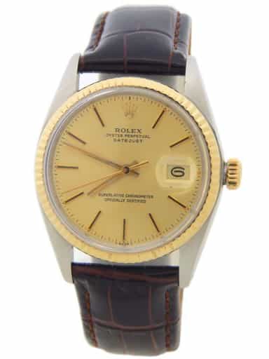 Mens Rolex Two-Tone Datejust 16013 Watch with Gold Champagne Dial (SKU 5626777AMT)