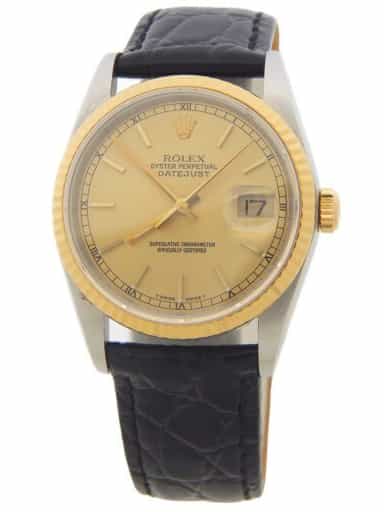 Mens Rolex Two-Tone 18K/SS Datejust Champagne Dial 16233 (SKU L586263AMT)