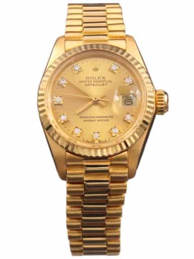 Ladies Rolex 18K Yellow Gold Datejust President Watch Gold Champagne Dial 6917 (SKU 5311314AMT)