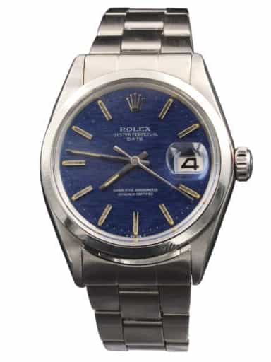 Mens Rolex Stainless Steel Date Watch Model Ref. 1500 Blue Mozaic Dial (SKU 2350829AMT)