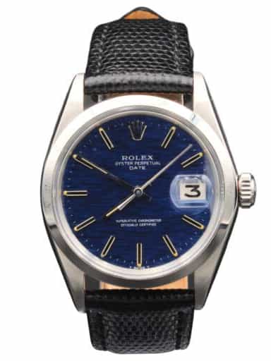 Mens Rolex Stainless Steel Date Watch 1500 Blue Mosaic Dial (SKU 2350829BLAMT)