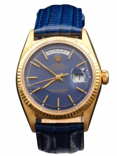 Mens Rolex 18K Gold Day-Date Watch with Blue Dial 1803 (SKU 3029642BEAMT)