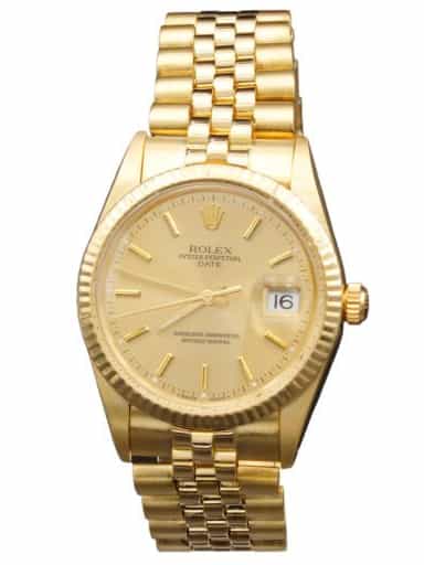 Mens Rolex 14K Yellow Gold Date Watch Gold Champagne Dial 15037 (SKU 9426499AMT)
