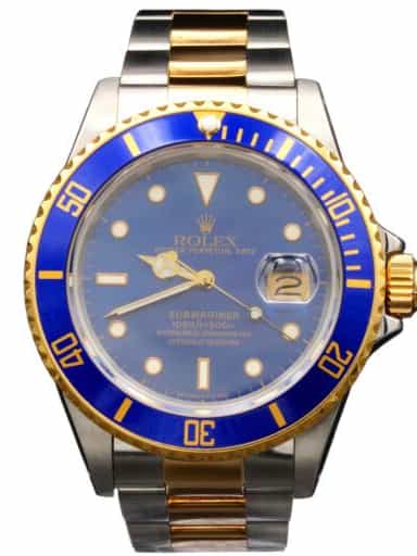 Mens Rolex Two-Tone 18K/SS Submariner Watch Blue Dial 16803 (SKU 9628526AMT)