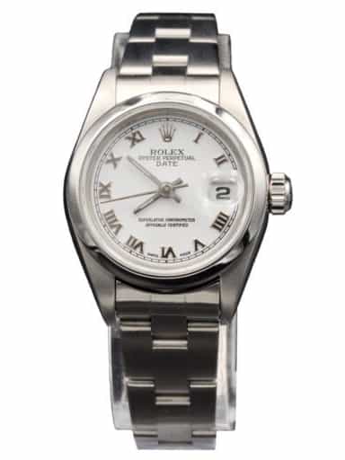 Ladies Rolex Stainless Steel Date Watch White Roman Dial 79160 (SKU P291139AMT)
