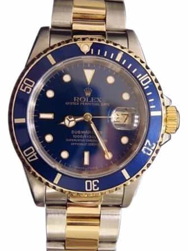 Mens Rolex Two-Tone 18K/SS Submariner Blue  16613 (SKU T883070BCMT)