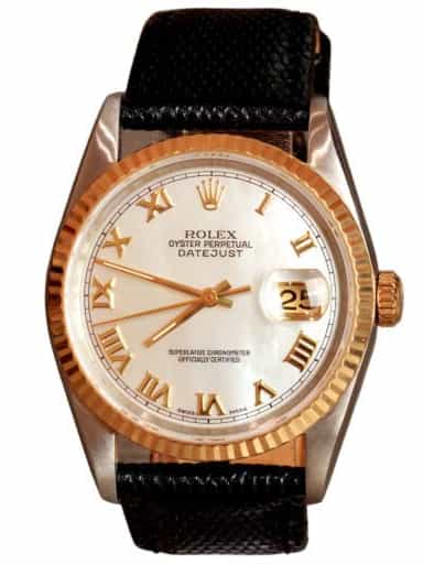 Mens Rolex Two-Tone 18K/SS Datejust Watch Mother of Pearl Roman Dial 16233 (SKU S977499MOPAMT)