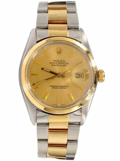 Mens 2Tone Rolex Datejust Watch Gold Champagne Dial 16003 with Papers (SKU 7182979PAMT)
