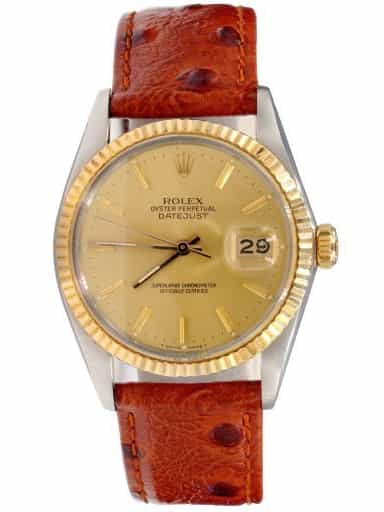 Mens Rolex Two-Tone Datejust Watch Gold Champagne Dial 16013 (SKU R511519AMT)