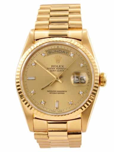 Mens Rolex 18K Gold Day-Date President Watch Champagne Diamond Dial 18238 (SKU L204248AMT)