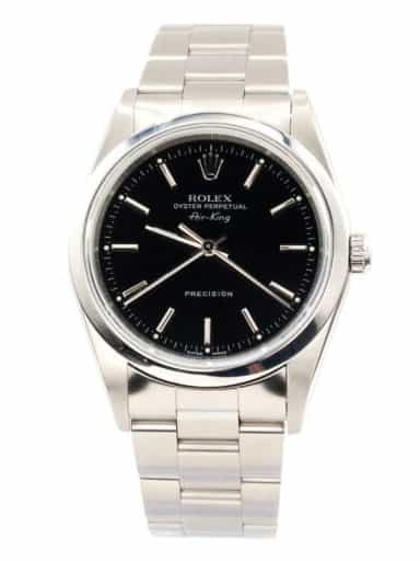 Mens Rolex Stainless Steel Air-King Watch Black Dial 14010M (SKU F106315AMT)