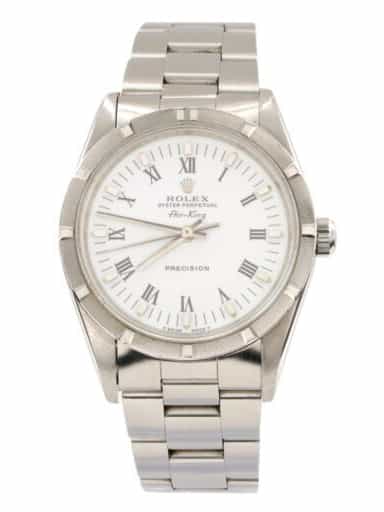 Mens Rolex Stainless Steel Air-King Watch White Roman Dial 14010 (SKU X762872AMT)