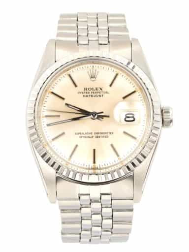 Mens Vintage Rolex Stainless Steel Datejust Watch with Silver Dial 1603 (SKU 1601FLJAMT)