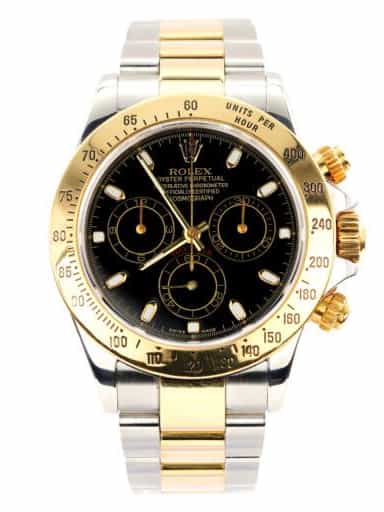 Mens Rolex Two-Tone 18K/SS Daytona Cosmograph Watch Black Dial 116523 (SKU P344054AMT)