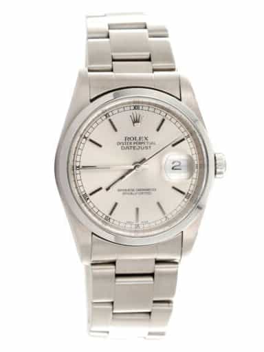Mens Rolex Stainless Steel Datejust Silver Dial and Oyster Band 16200 (SKU F553893FPAMT)