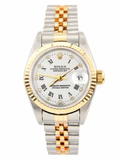 Ladies Rolex Two-Tone 18K/SS Datejust White Diamond Roman 69173 (SKU W484410AMT)