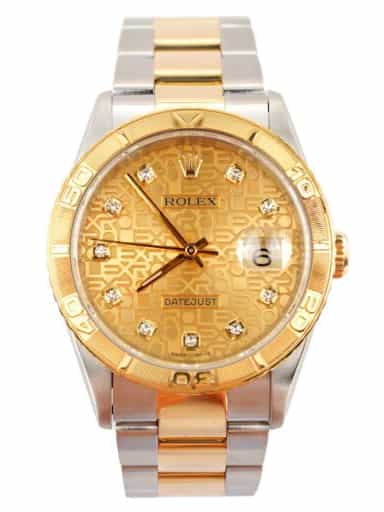 Mens Rolex Two-Tone 18K/SS Datejust Turn-O-Graph Watch Anniversary Diamond Dial 16263 (SKU W839721AMT)
