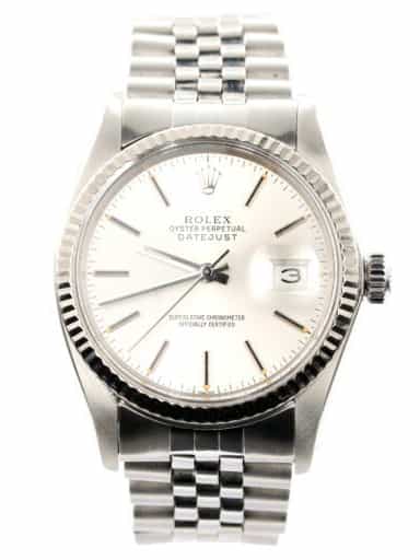 Mens Rolex Stainless Steel Datejust Watch Silver Dial Jubilee Band 16014 (SKU 8302230FPAMT)