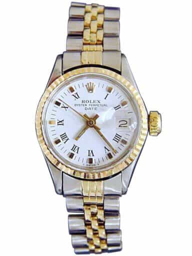 Ladies Rolex Two-Tone 14K/SS Date White Roman 6517 (SKU 1894255MT)