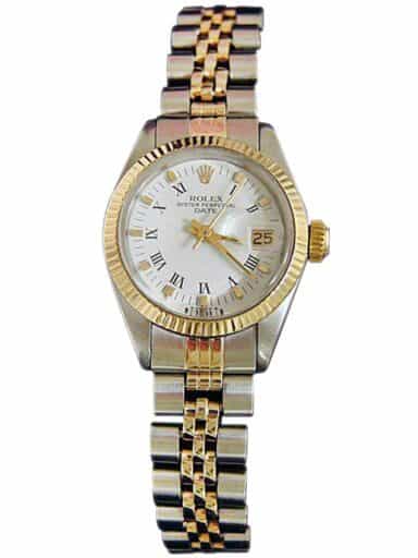 Ladies Rolex Two-Tone 14K/SS Date White Roman 6917 (SKU 3786654MT)