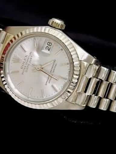Ladies Rolex 18K White Gold Datejust President Silver  6917 (SKU 6163038MT)
