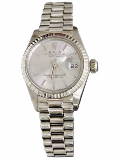 Ladies Rolex 18K White Gold Datejust President Silver  6917 (SKU 6163038MT)