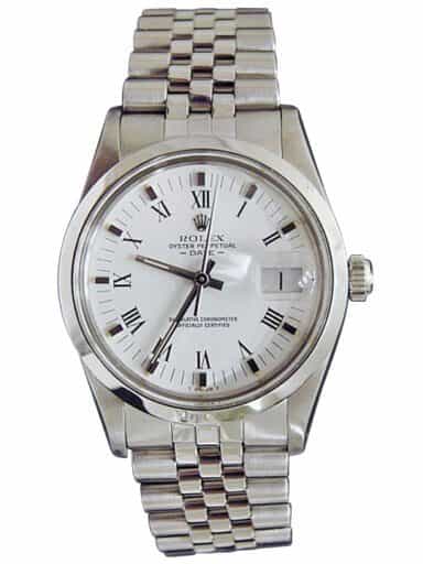 Mens Rolex Stainless Steel Date White Roman 15000 (SKU 7409575MT)