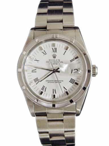Mens Rolex Stainless Steel Date White Roman 15010 (SKU 8206602MT)