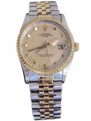 Pre Owned Mens Rolex Two-Tone Peg Date with a Gold/Champagne Dial 15053 (SKU 8396395)