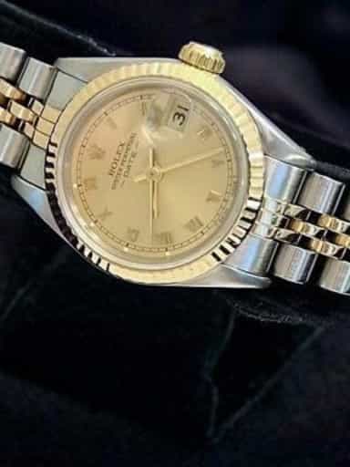 Ladies Rolex Two-Tone 18K/SS Date Champagne Roman 69173 (SKU 8407374MT)