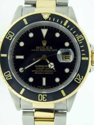 Mens Rolex Two-Tone 18K/SS Submariner Black  16803 (SKU 9301427BCMT)