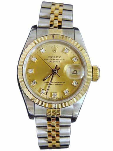 Ladies Rolex Two-Tone 18K/SS Datejust Champagne Diamond 69173 (SKU 9733094MT)