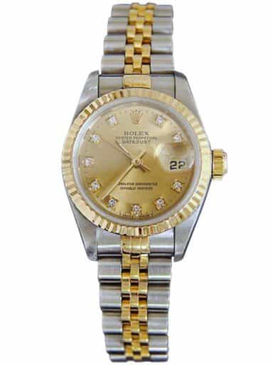 Ladies Rolex Two-Tone 18K/SS Datejust Champagne Diamond 69173 (SKU X803796MT)
