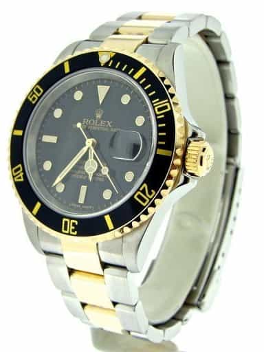 Mens Rolex Two-Tone 18K/SS Submariner Black  16613T (SKU D690579MT)