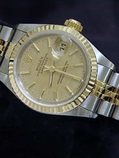 Ladies Rolex Two-Tone 18K/SS Datejust Gold Linen 69173 (SKU W924702MT)